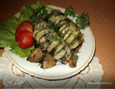 Картофельная «Гармошка» с грибами.