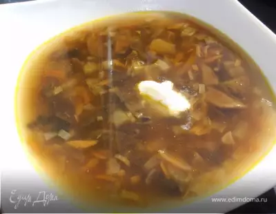 Грибной суп с чечевицей