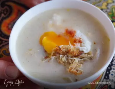 Суп рисовый с яйцом пашот