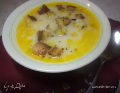 Суп счастье рокфора с курицей рисом и плавленым сыром