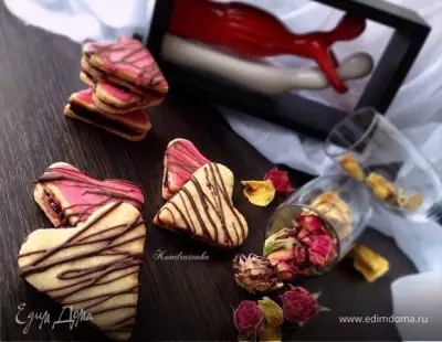 Печенье валентинки с ягодным конфитюром