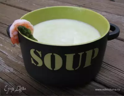 Спаржевый суп-пюре с креветками