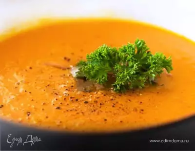 Кукурузный крем суп с томатной заправкой