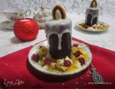 Пирожное «Рождественские свечи» с карамелизированными фруктами