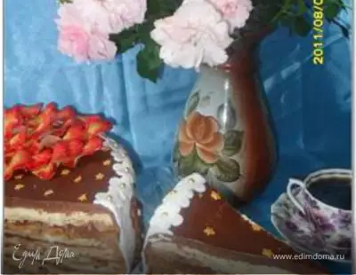 Торт "Наполеон" и печенье "Пальчики" из одного теста  (+ украшение торта "Жар-птица" и рецепт желатиновой мастики)