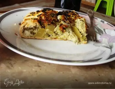 Тосканский пирог с картофелем грибами и пореем
