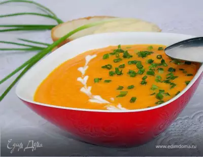 Морковный суп пюре с зеленым луком сrema di carote all erba cipollina