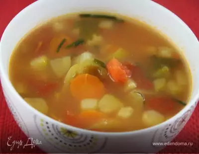Легкий суп из летних овощей с рисом