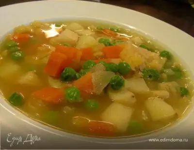 Легкий гороховый суп с сельдереем (постный)