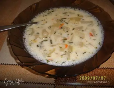 Суп грибной с плавленым сырком