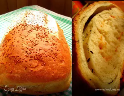 Хлеб-рулет с сыром и сухим базиликом (моя фантазия)