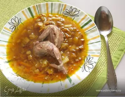 Перепелиный суп с баклажанами