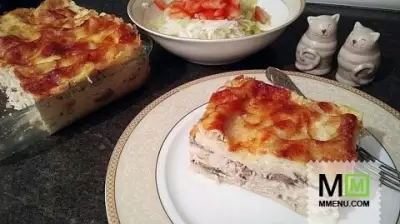 Лазанья с курицей и шампиньонами