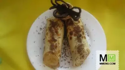 Блиный десерт с бананом и шоколадом