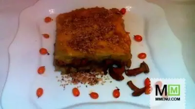 Осенний пирог с лисичками на картофельном тесте.