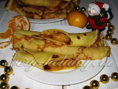 Блинчики с карамелизированными мандаринами и тимьяном