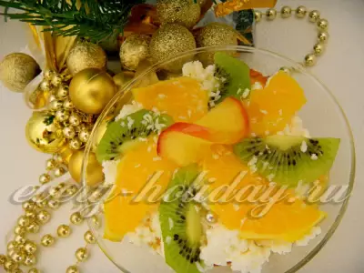 Творожно-фруктовый десерт «Тропик под снегом»