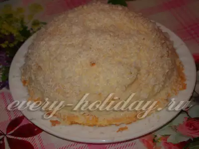 Торт с заварным кремом и кокосовой стружкой снежный ком