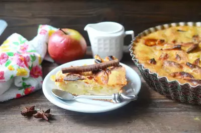 Яблочный пирог с яблоками на кефире