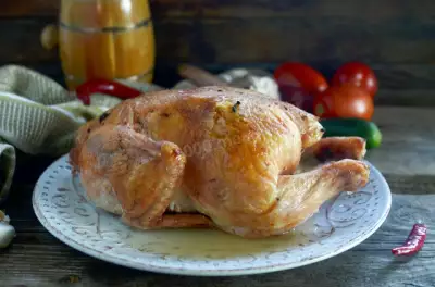 Курица в рукаве в духовке целиком