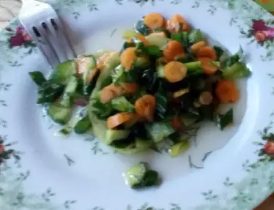 Салат морковь с огурцом и луком