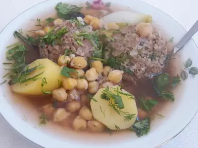 Кюфта бозбаш по азербайджански суп с рисом и мясом