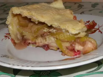 Клюквенный пирог с клюквой и яблоками без яиц
