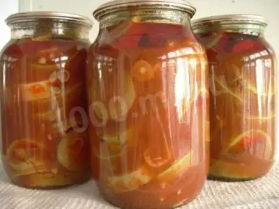 Салат зимние заготовки Кабачки в томатном соусе