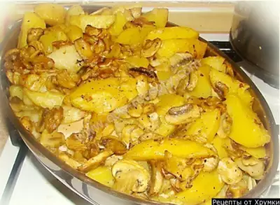 Запеченная картошка с курицей в духовке