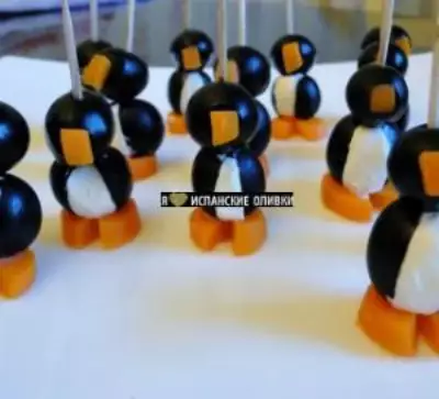 Закуска пингвины из маслин pinguinos de aceitunas