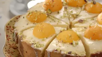 Творожный торт с абрикосами