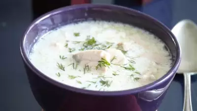 Крем суп с антоновкой и лососем