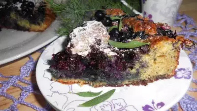 Черничный пирог с овсяно творожным тестом