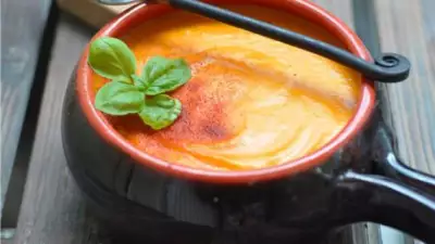 Крем суп из печёной тыквы и картофеля с плавленым сыром