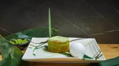 Флан из зеленого чая с сорбетом из лайма