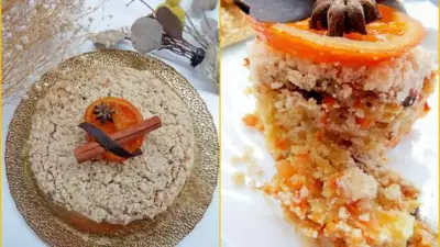 Постный морковный пирог с штройзелем