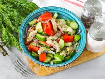 Овощной салат с сельдью фото