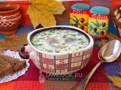 Суп с шампиньонами и плавленным сыром