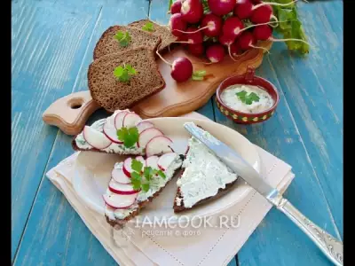 Тосты из бородинского хлеба с редисом