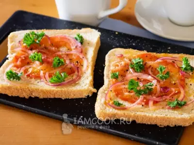 Бутерброды с помидорами в микроволновке фото