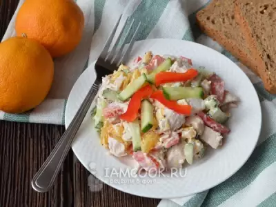 Салат с апельсинами и курицей фото