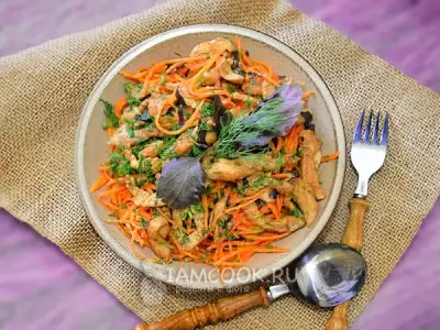 Куриный салат с корейской морковкой