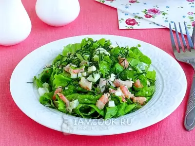 Зелёный салат с креветками