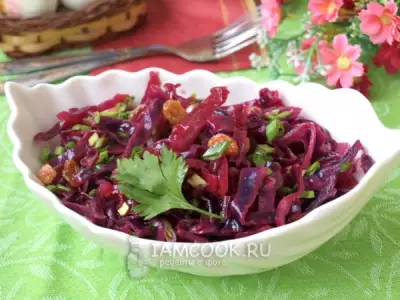 Салат из краснокочанной капусты с гранатовым соусом