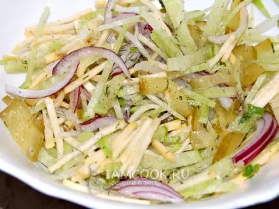Постный салат из зеленой редьки и репы