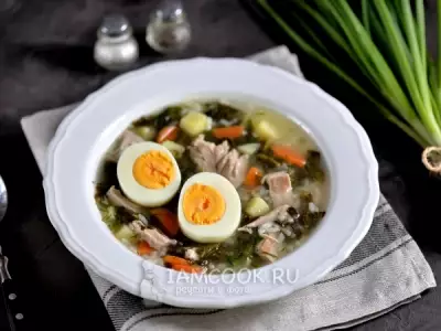 Щавелевый суп с курицей (классический рецепт)