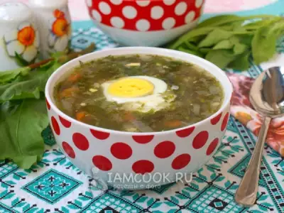 Щавелевый суп с картофельным пюре и шпинатом
