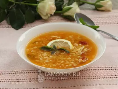 Турецкий суп с булгуром и чечевицей (Эзо чорбаси)
