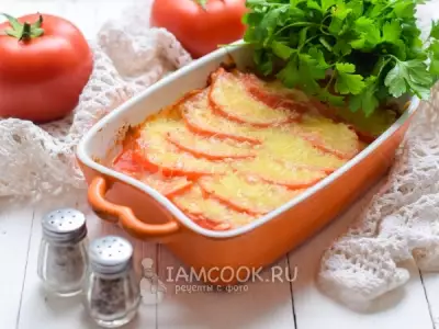 Картошка с помидорами и сыром в духовке