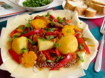 Овощи с мясом по-узбекски